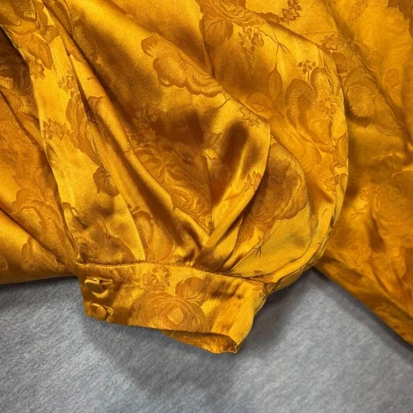 Ronny Kobo Gold Silk Blend Floral Damask Harem Pants S Marigold Yellow  Ankle - Picture 3 of 9